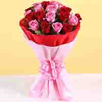 21 Pink n Red Roses Bunch