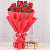 Red Roses With Ferrero Rocher Combo