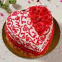 Rosy Heart Chocolate Cake